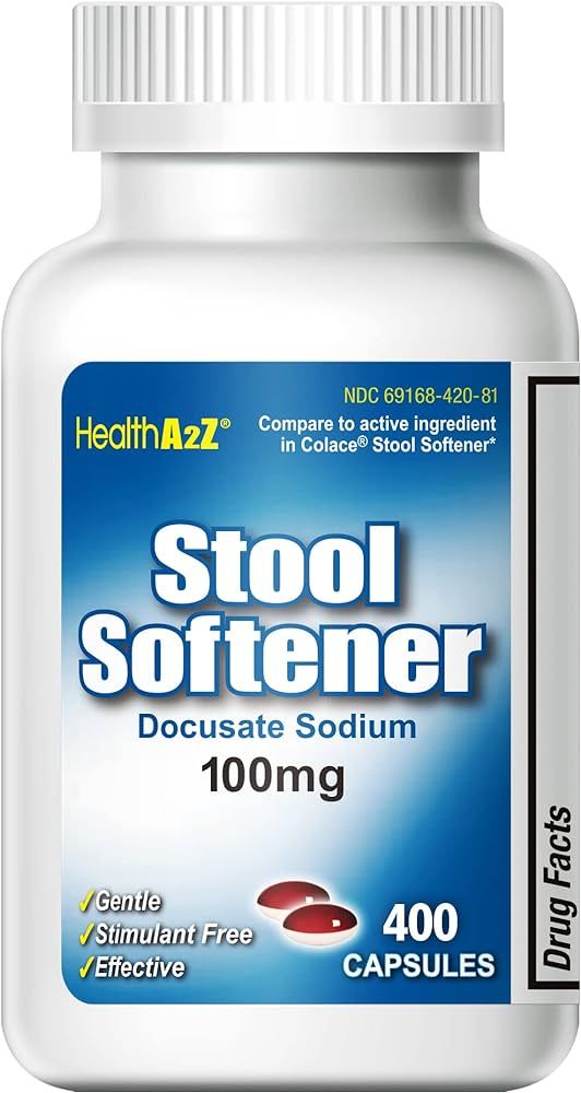 HealthA2Z® Stool Softener 400 Counts | Docusate Sodium 100mg | Red & White | Dependable, Gentle ... | Amazon (US)