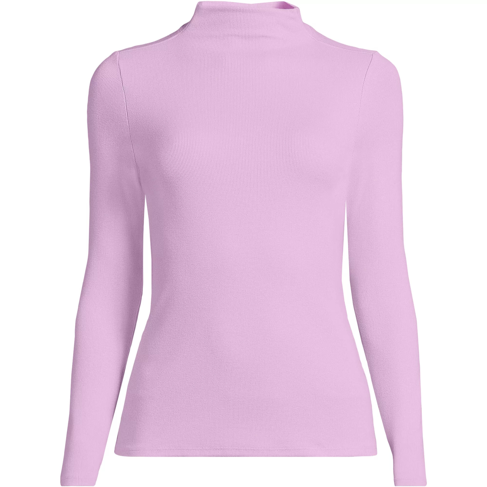 Women's Plus Size Drapey Rib Skimming Long Sleeve Mock Neck | Lands' End (US)