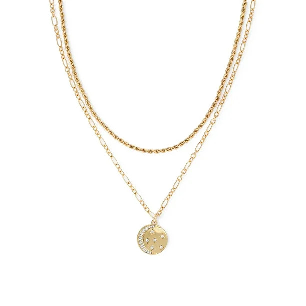 C. Wonder Layered Rope Chain Necklace with Celestial Charm - Walmart.com | Walmart (US)