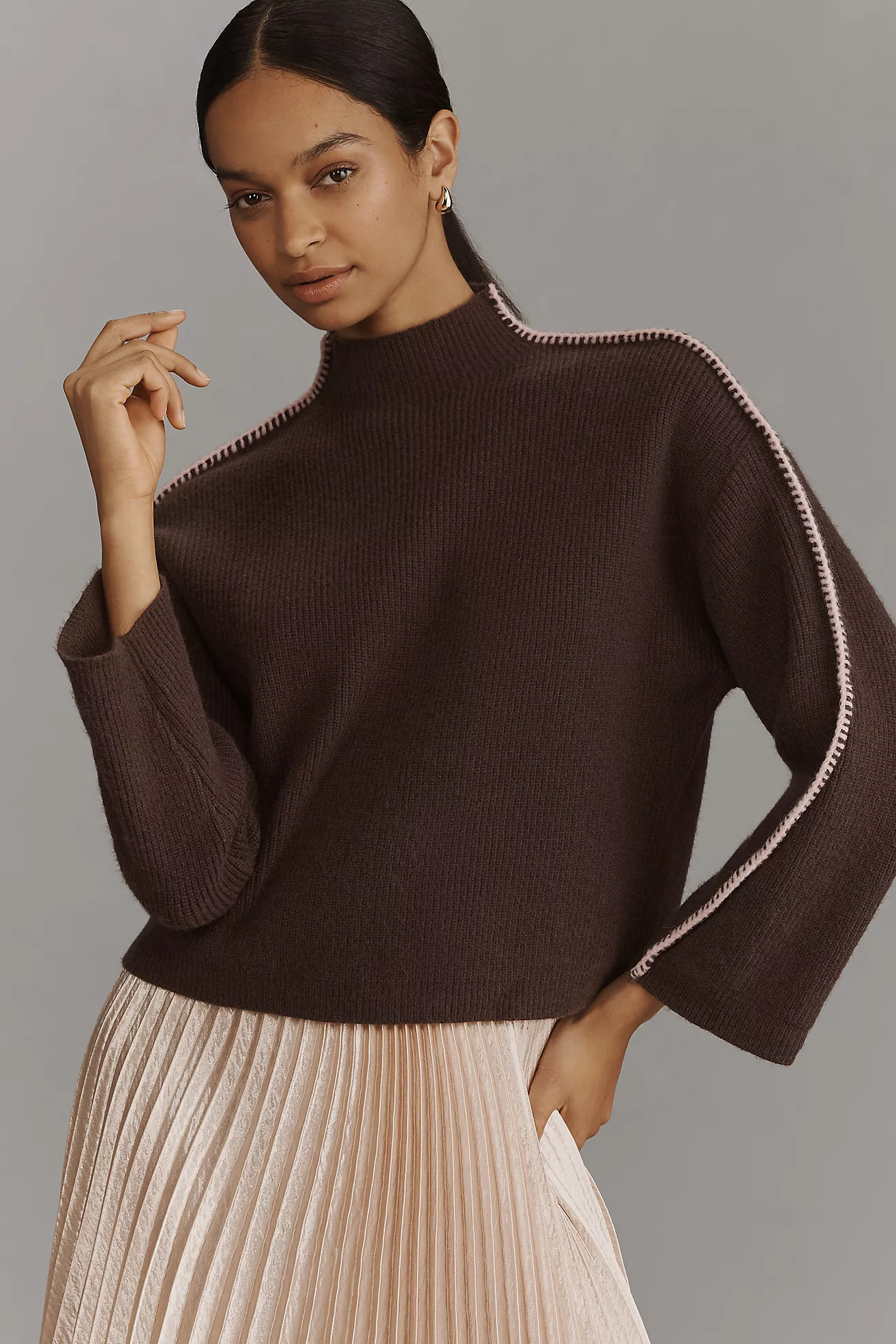 By Anthropologie Mock-Neck Whipstitch Sweater | Anthropologie (US)