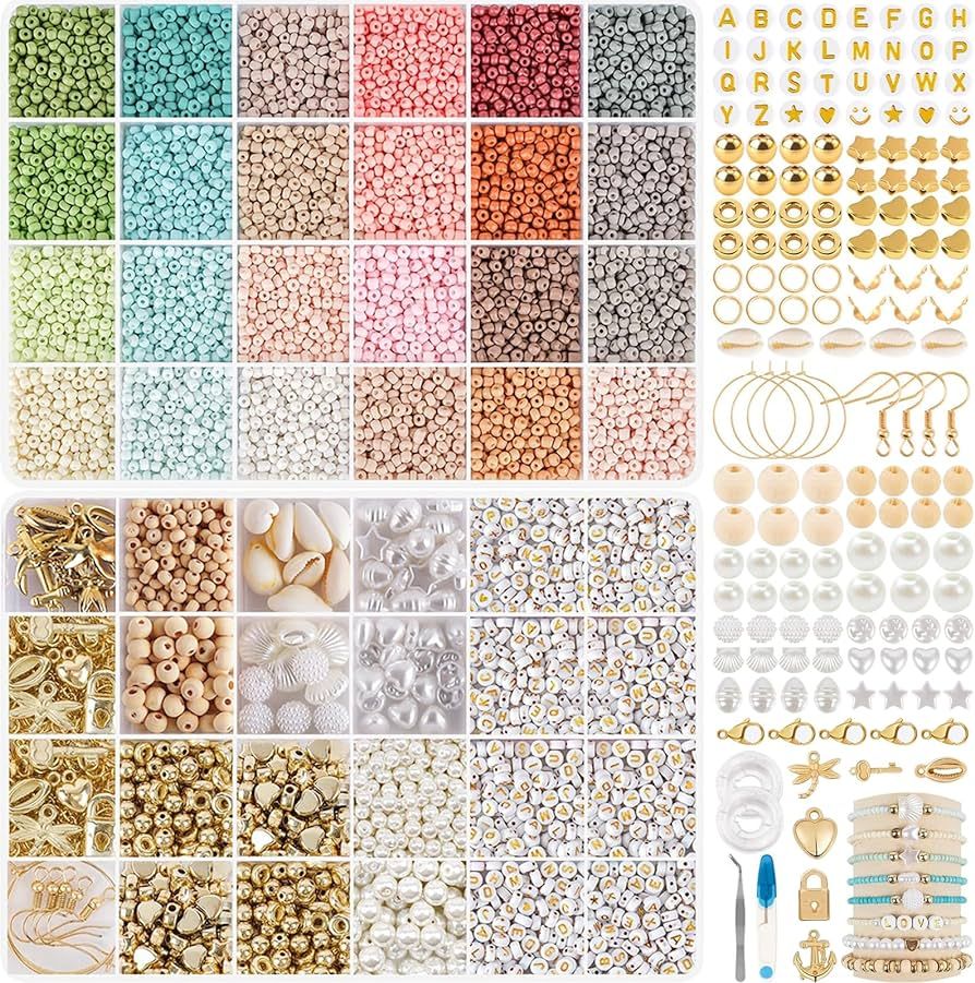 3mm Seed Beads for Bracelets Making, Friendship Bracelet Making Kit for Girls, 24 Colors Bead Bra... | Amazon (US)