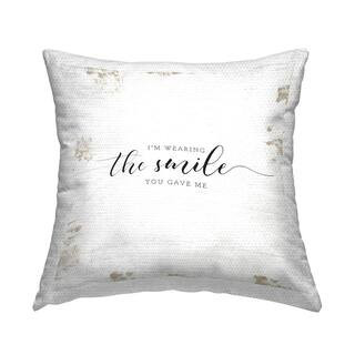 Wearing the Smile You Game Me Romantic Couple Phrase Black Square Outdoor Throw Pillow | The Home Depot