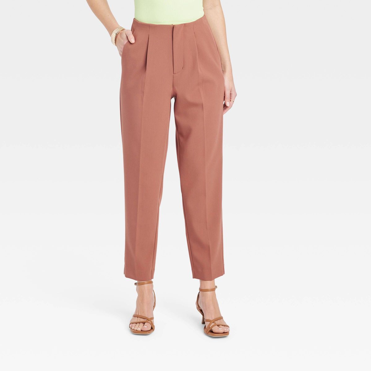 Women's High-Rise Tailored Trousers - A New Day™ Brown 2 | Target