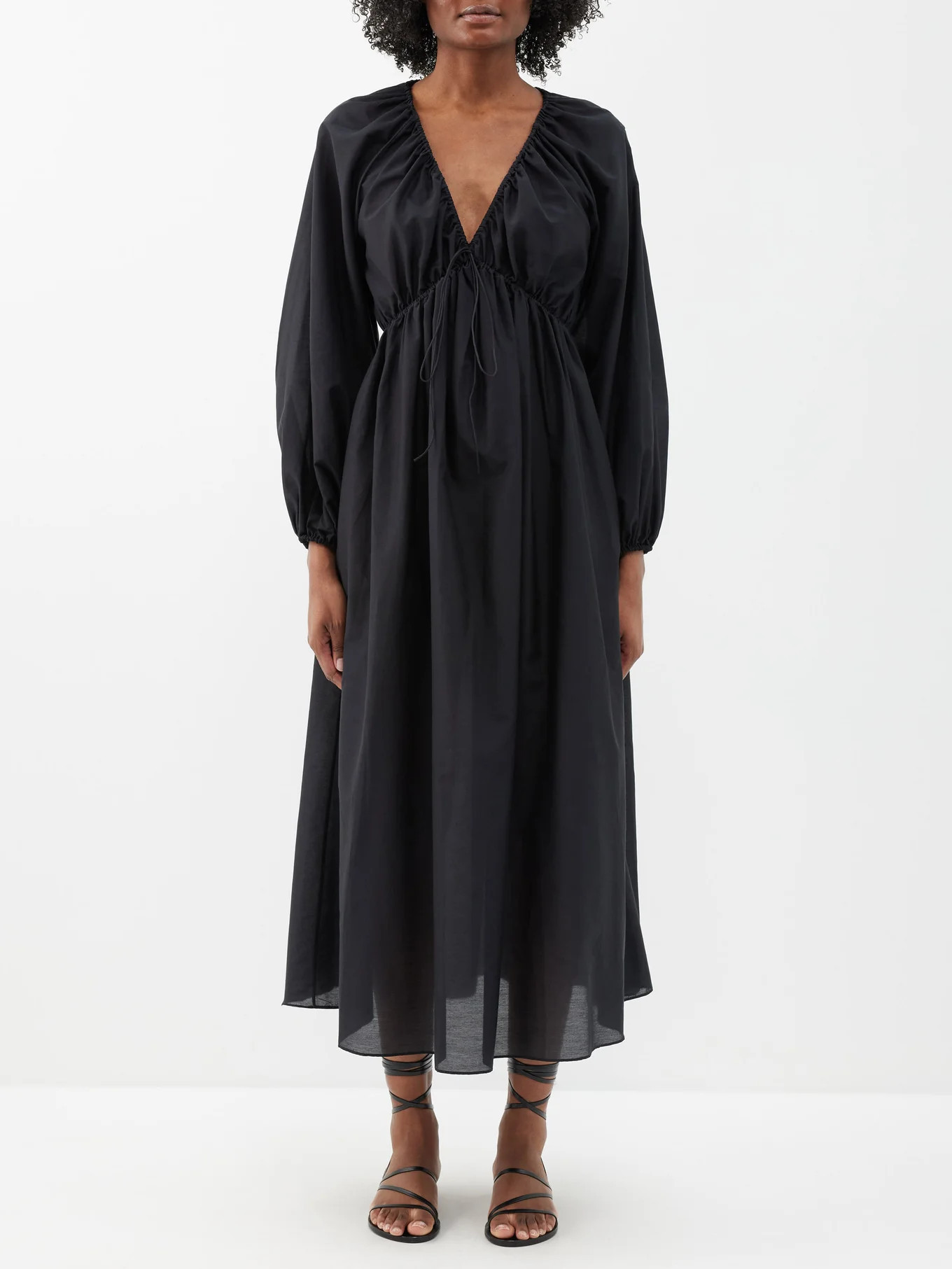 V-neck organic cotton-blend dress | Matches (US)