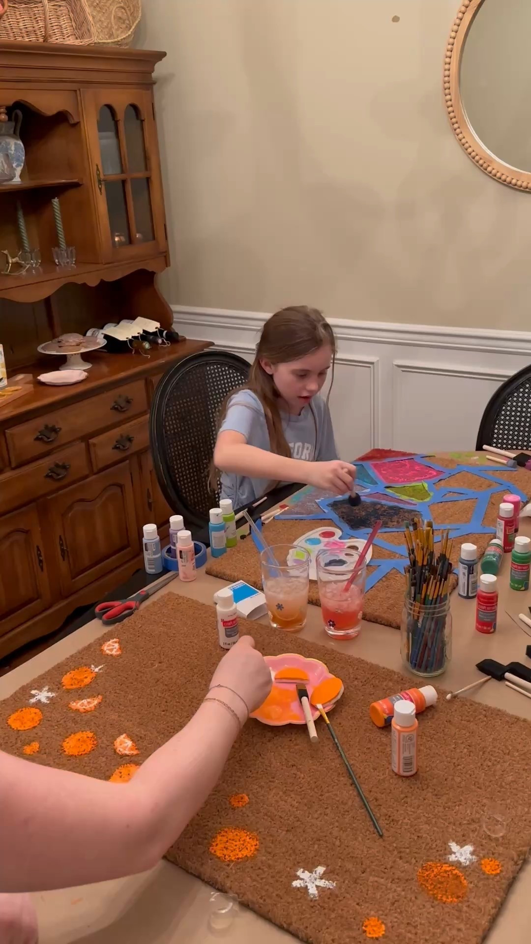Crafty girls night in:
Crafty- Doormat painting 
Mocktail - Flavored lemonade (I made cherry, Peach, and blackberry syrups)
Dessert - cherry iced oatmeal cookies


#LTKFamily #LTKHome