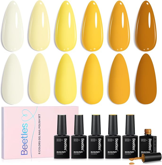 Beetles Yellow Gel Polish Set - Lemon Whisper Collecion, Butter Pastel Light Yellow Gel Polish Se... | Amazon (US)