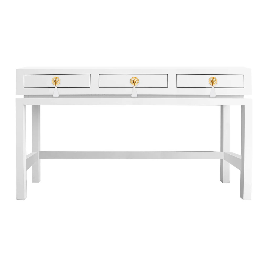 Hamilton Desk with Brass Floral Tassel Hardware | Lo Home by Lauren Haskell Designs