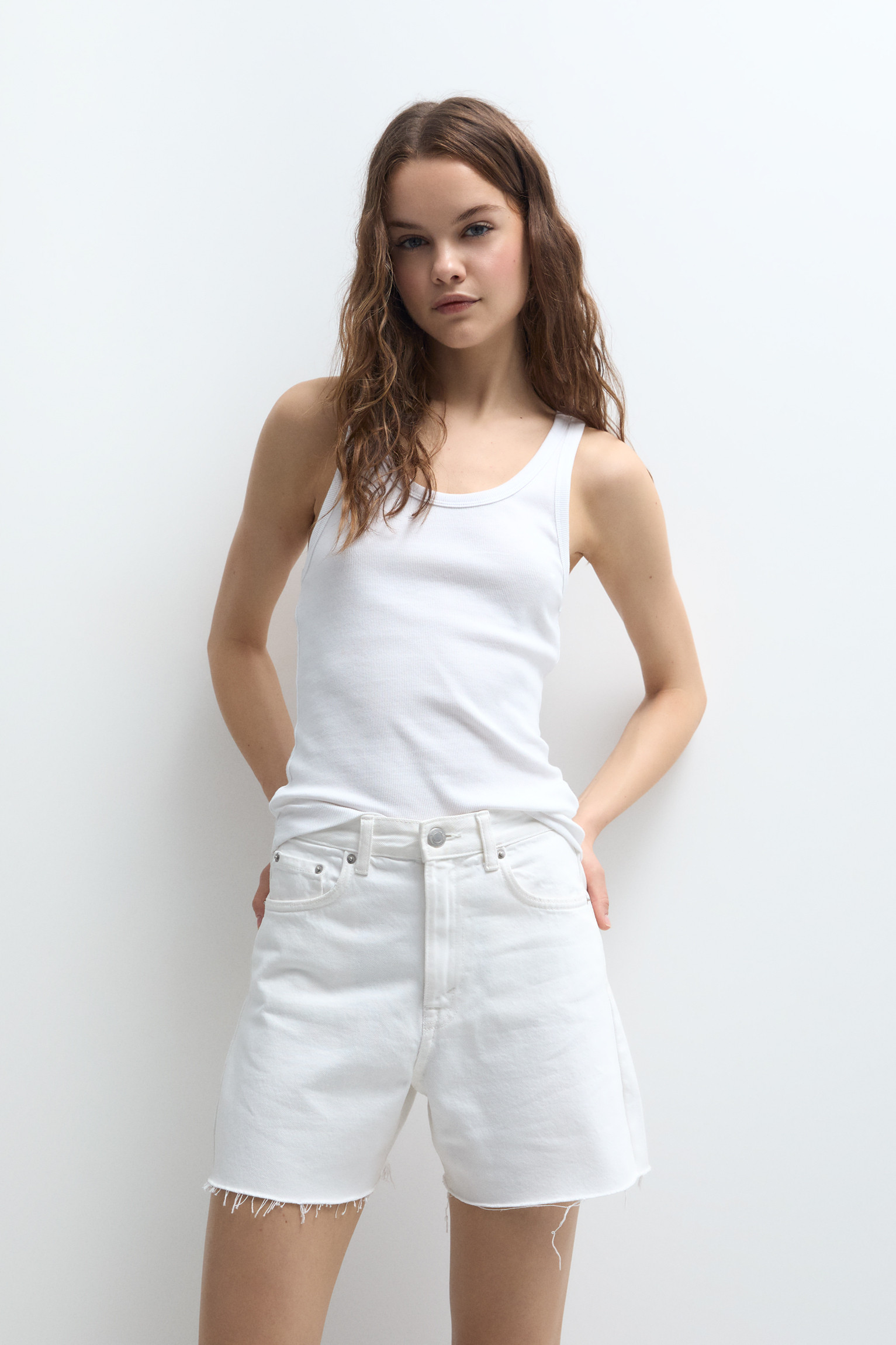High waist denim Bermuda shorts | PULL and BEAR UK