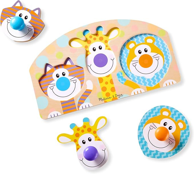 Melissa & Doug First Play Wooden Jumbo Knob Safari Animal Puzzle (3 pcs) | Amazon (US)