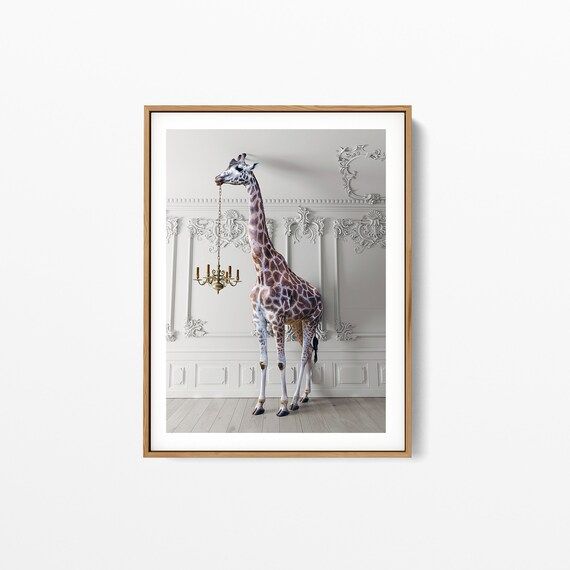 The Giraffe With A Chandelier Print Giraffe Print Art The | Etsy | Etsy (US)