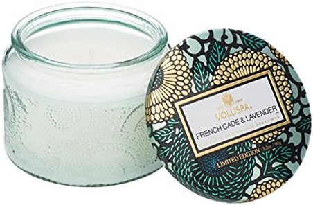 Voluspa French Cade Lavender Petite Embossed Glass Jar Candle, 3.2 Ounces | Amazon (US)
