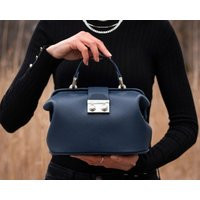 Dark Blue Leather Doctor Handbag, Handmade Style Bag, Satchel, Navy Women Purse | Etsy (US)