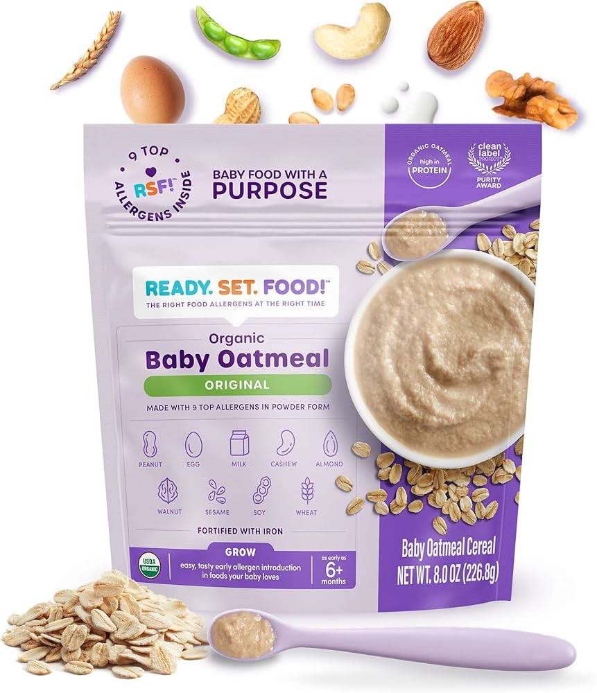 Ready Set Food Organic Baby Oatmeal Cereal – Safe & Easy Early Allergen Exposure for Babies 6+ ... | Amazon (US)