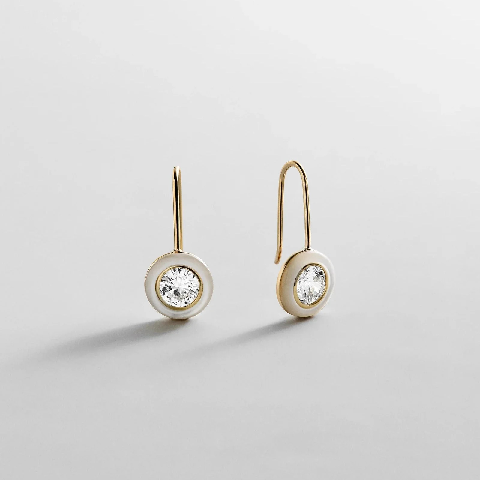 Fallon 14K Gold Semi-Precious Earrings - White Quartz | BaubleBar
