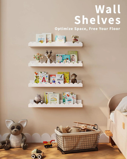 White Floating Nursery Bookshelves