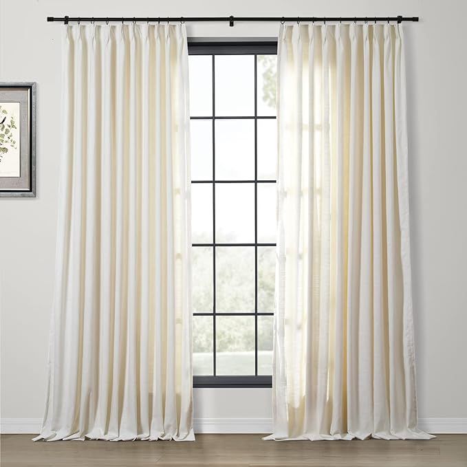 ChadMade Linen Cotton 2 Panels 50 Inch Wide by 132 Inch Long Curtains Room Darkening Pinch Pleate... | Amazon (US)
