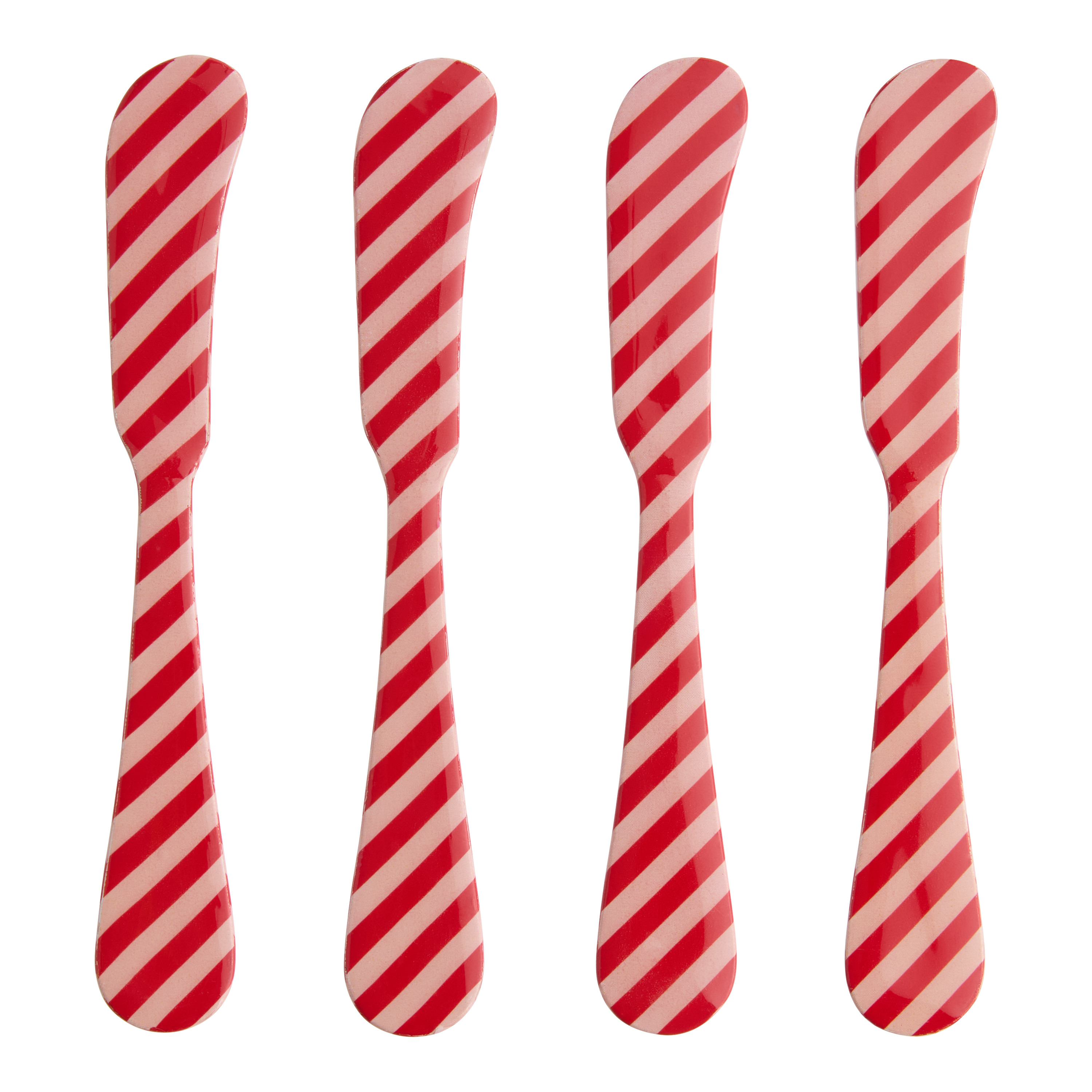 Red and Pink Stripe Enameled Cocktail Knives 4 Pack | World Market