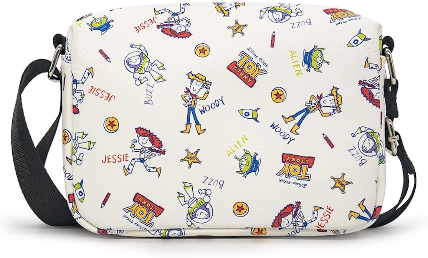 Disney Bag, Crossbody, Rectangle, Toy Story Character Doodles Collage, Multi Color, Vegan Leather | Amazon (US)
