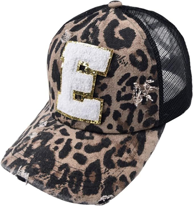HAIBOLAN Leopard Letter Hat Baseball Cap Alphabet Embroidered Criss Cross Hat - A to Z for Men & ... | Amazon (US)