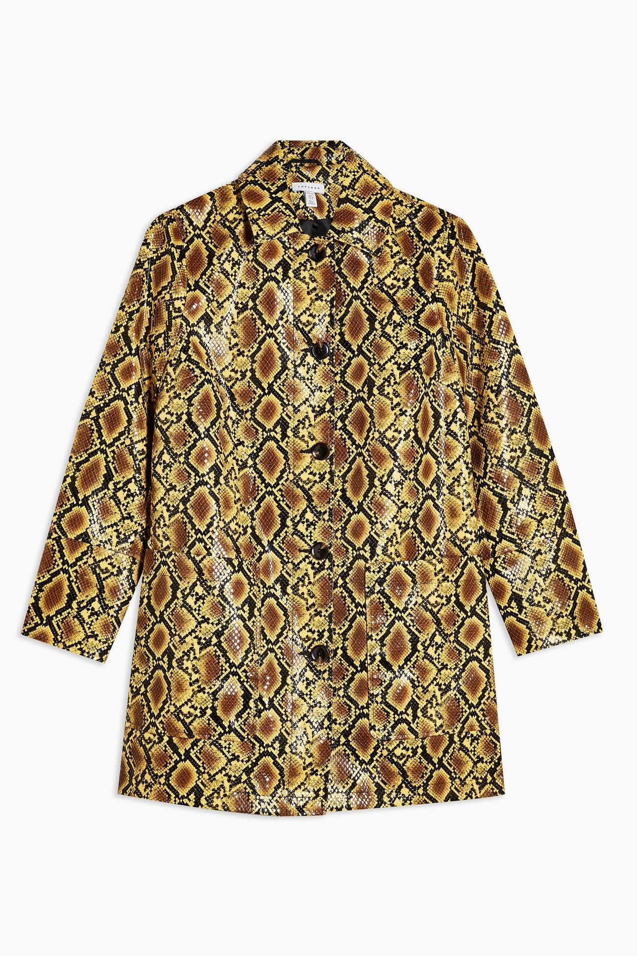 Gelber Mantel mit Schlangenhaut-Print Petite-Größe | Topshop DE
