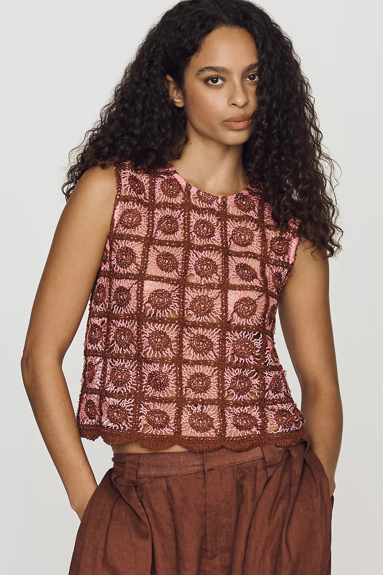 Dolan Left Coast Crochet Scallop Tank | Anthropologie (US)