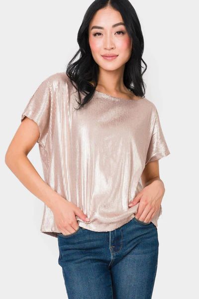 Sequin Off Shoulder Tee | Gibson