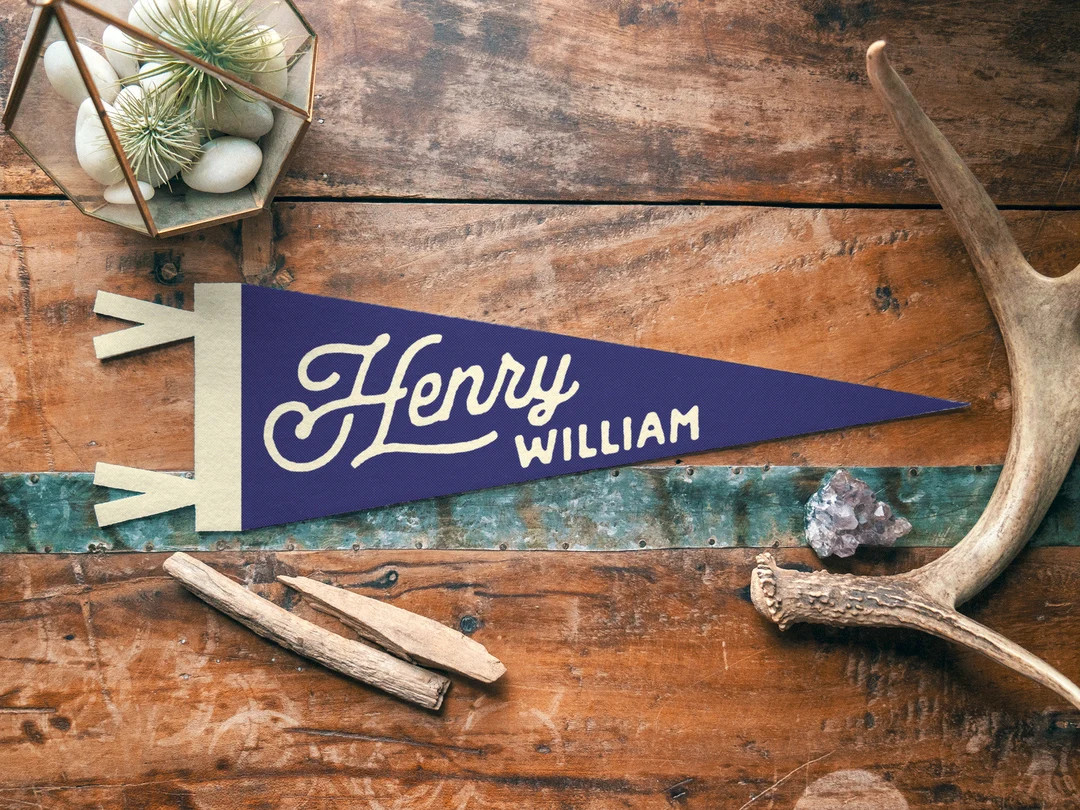 Personalized Name Sign Felt Pennant Custom Bold Vintage Style Banner Flag, Kids Room Decor, Nurse... | Etsy (US)