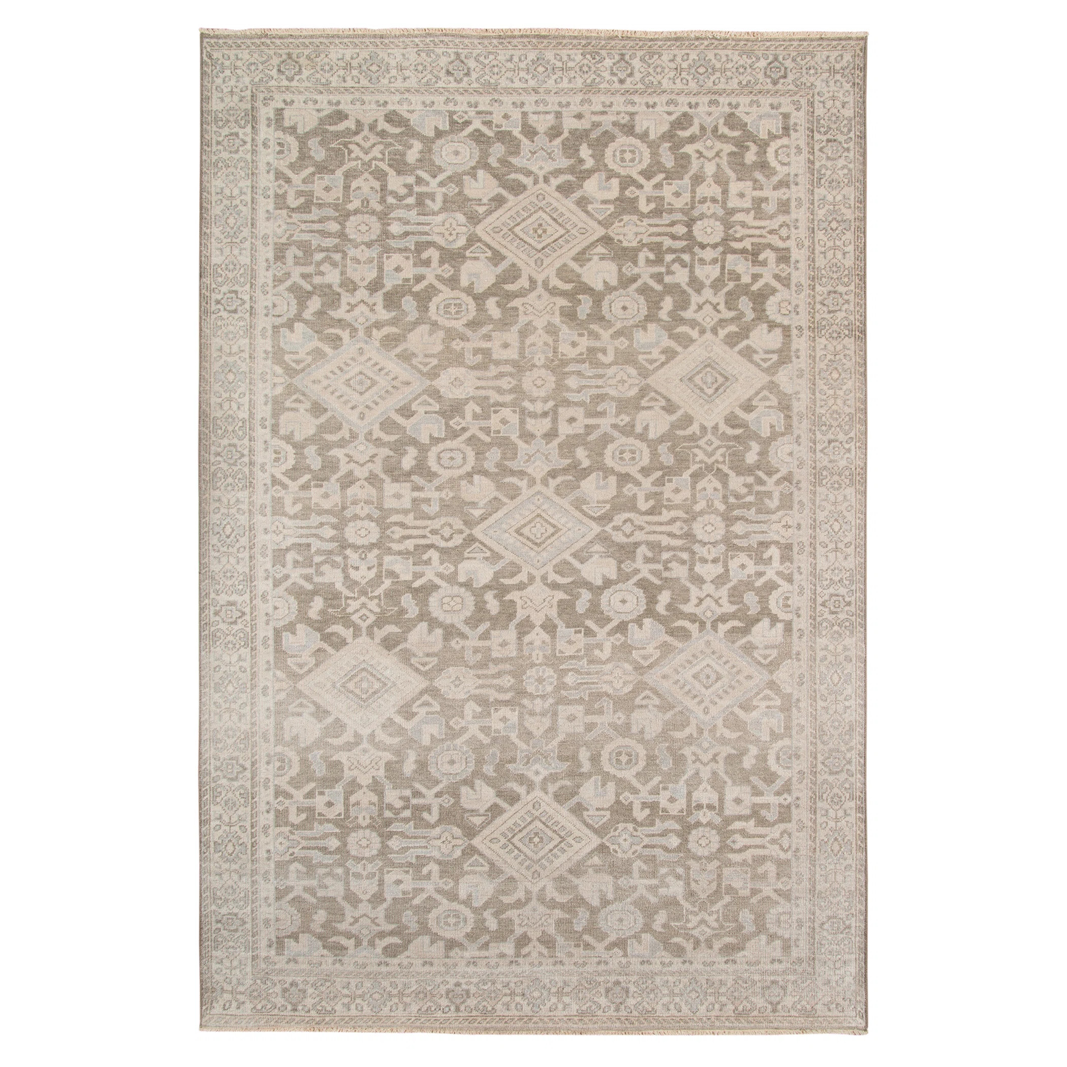 Hand-knotted Traditional Bordered Natural Wool Blend Area Rug | Wayfair North America