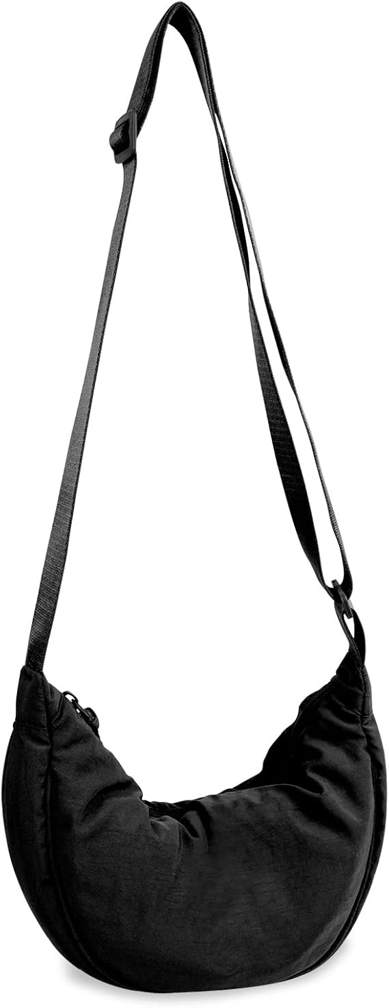 Nylon Crescent Crossbody Bag for Women Purses Trendy Men,Small Travel Sling Bag Hobo | Amazon (US)