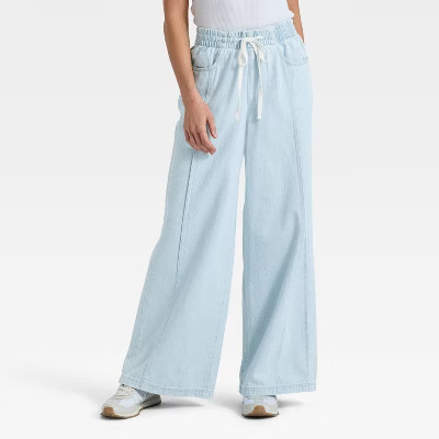Women's High-Rise Drawstring Wide Leg Relaxed Fit Beach Pants - Universal Thread™ | Target
