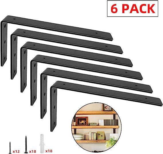 Shelf Brackets 12 Inch Heavy Duty Metal Shelf Holders, L Angle Brackets for Wall Mounted Shelves ... | Amazon (US)