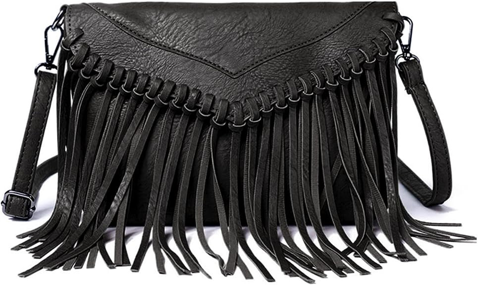 Vintage Fringe Purse Fringe Hobo Bags for Women Vegan Leather Tassel Hippie Crossbody Bag | Vinta... | Amazon (US)