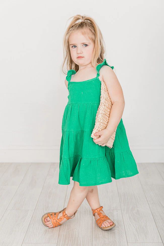 Once Was Girls Green Tiered Dress | Pink Lily