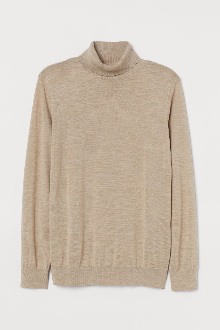 H & M - Wool-blend Turtleneck Sweater - Beige | H&M (US + CA)