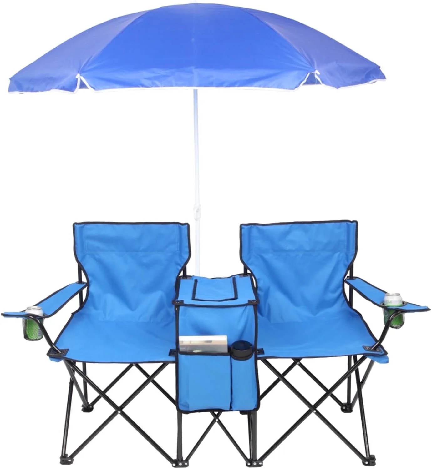 Kibhous Outdoor Foldable Picnic Double Chair ,Camping Chairs with Umbrella Camping Double Portabl... | Walmart (US)