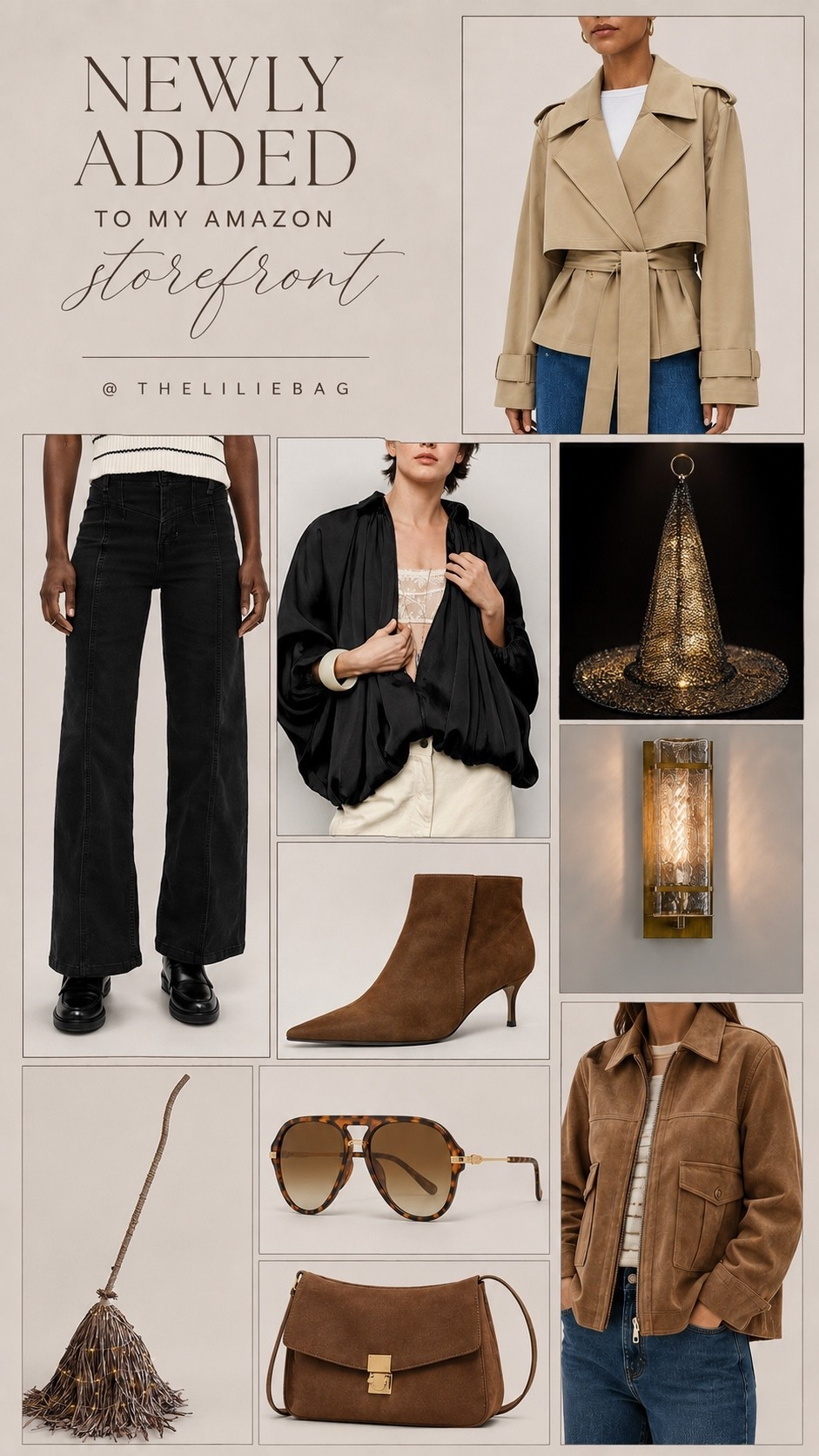 New Amazon finds just dropped… and the fall vibes are SO good. 🤎🍂

Added some of my favorite new arrivals to my Amazon Storefront! Think elevated neutrals, chic jackets, black barrel jeans, chocolate brown booties, the prettiest faux leather jacket, cozy home finds, and early fall decor you’ll use all season long.

Amazon new arrivals, Amazon finds, Amazon fashion, Amazon home decor, Amazon fall decor, trench jacket, faux leather jacket, black barrel jeans, brown ankle boots, crossbody bag, oversized blouse, aviator sunglasses, wall sconce, Halloween decor, witch hat decor, fall outfit, neutral style, affordable fashion, Amazon storefront, LTKFinds, LTKStyleTip.

#LTKHome #LTKSeasonal #LTKootd