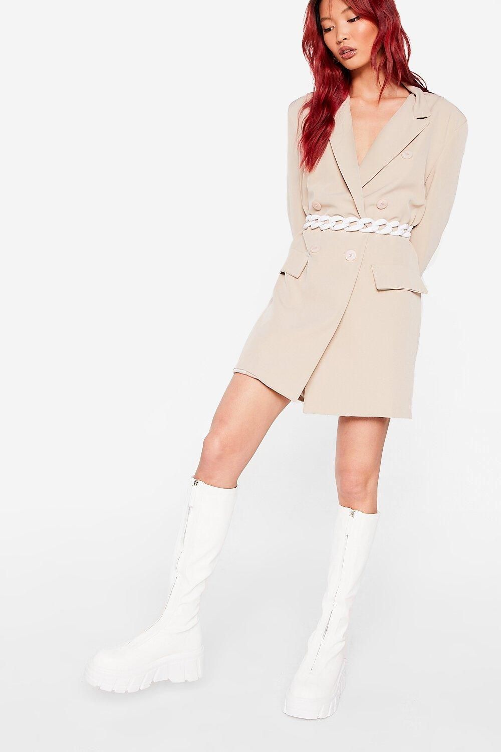 Faux Leather Calf High Cleated Wellie Boots | NastyGal (US & CA)