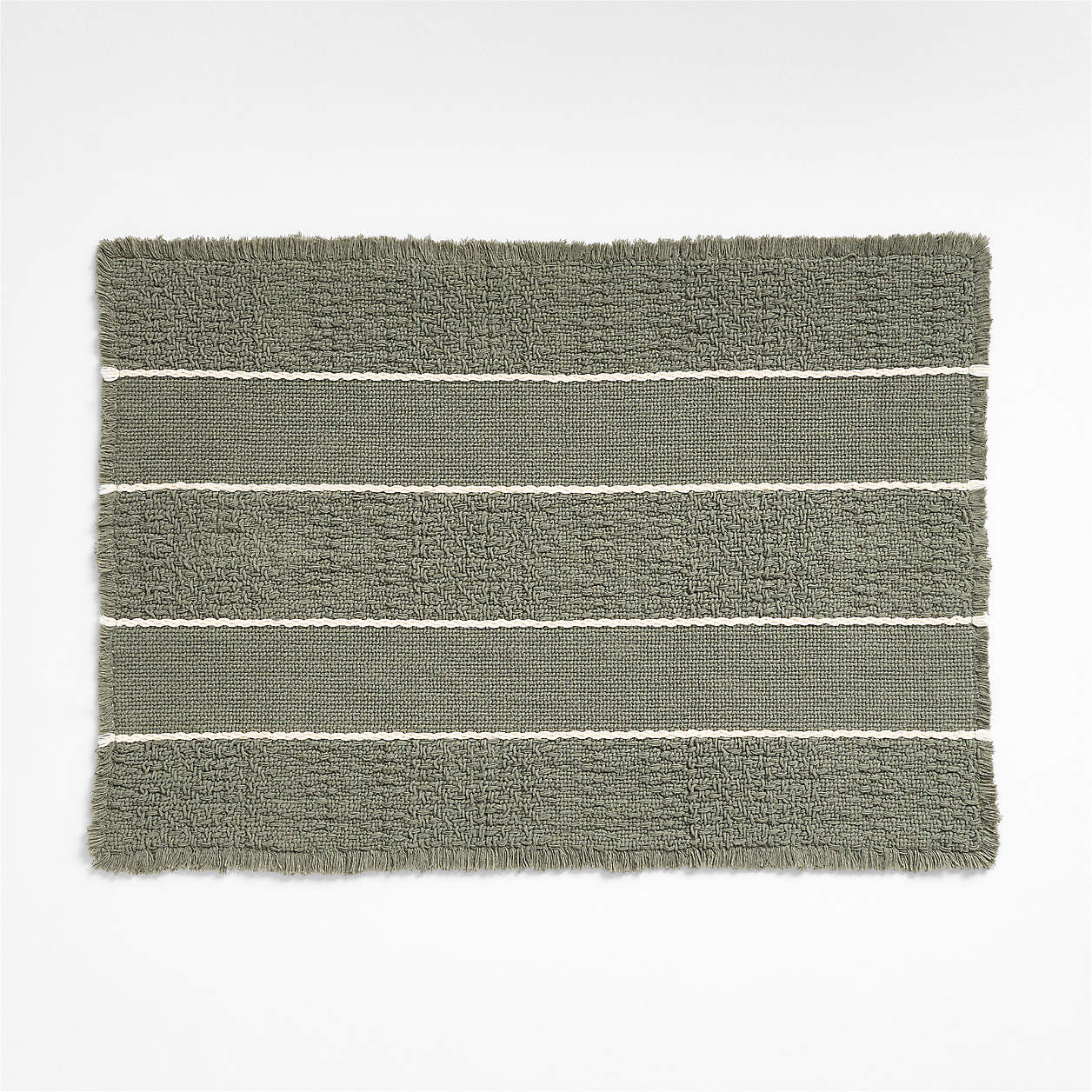 Jacquard Stripe Shadow Sage and Undyed Bath Mat 24"x36" + Reviews | Crate & Barrel | Crate & Barrel