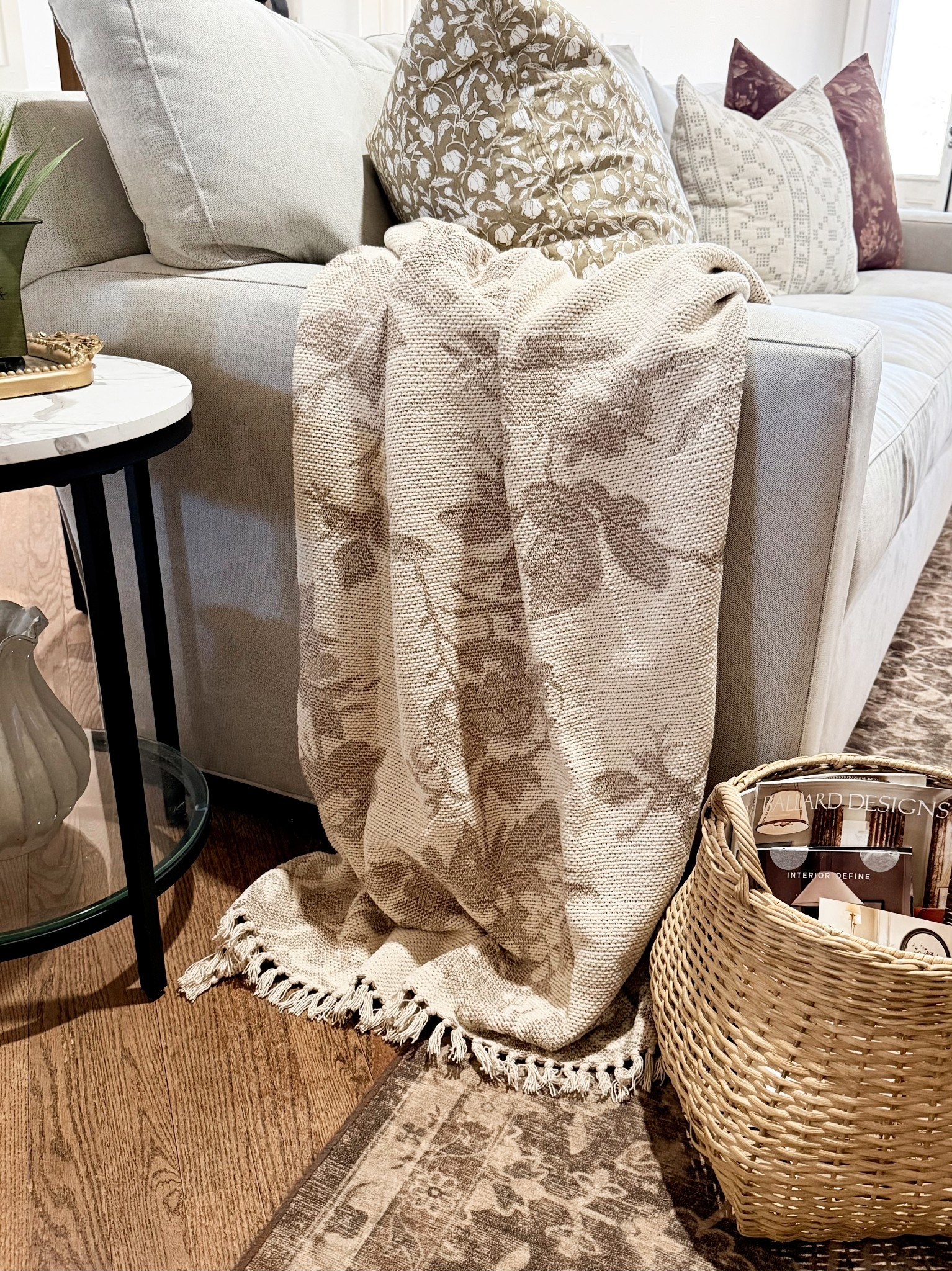 This neutral throw blanket is the perfect finishing touch 🤍 Soft texture, subtle pattern, and easy to layer over a sofa or chair for that cozy, collected look

#LTKHome #LTKgrwm