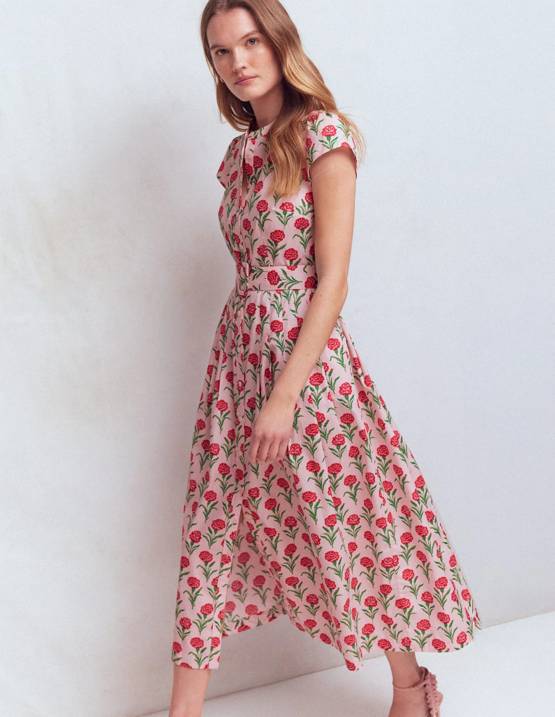 Arabella Cotton Maxi Dress-Pink Carnation Stem | Boden (US)