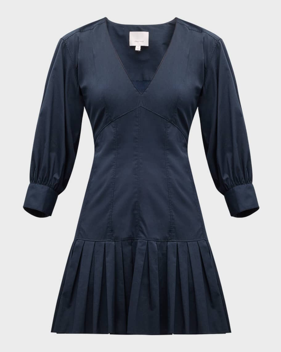 Cinq a Sept Sawyer V-Neck Pleated-Hem Mini Dress | Neiman Marcus