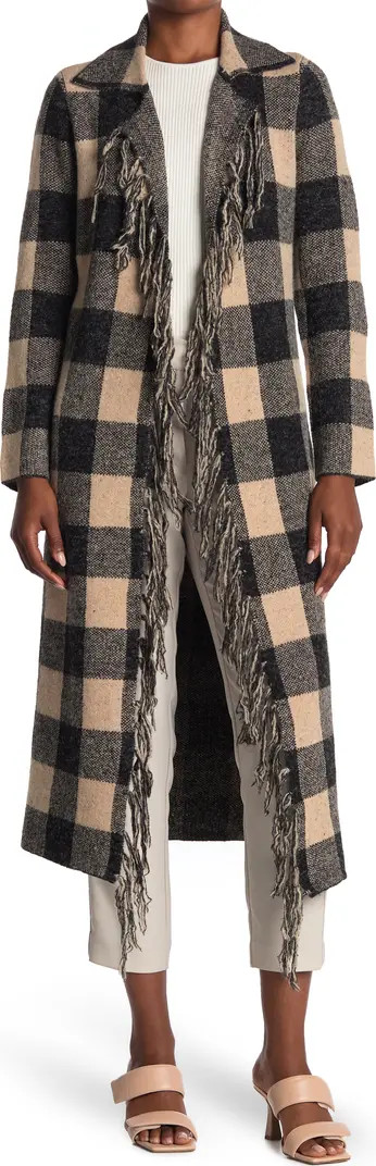 CYRUS Fringe Trim Plaid Coatigan | Nordstromrack | Nordstrom Rack