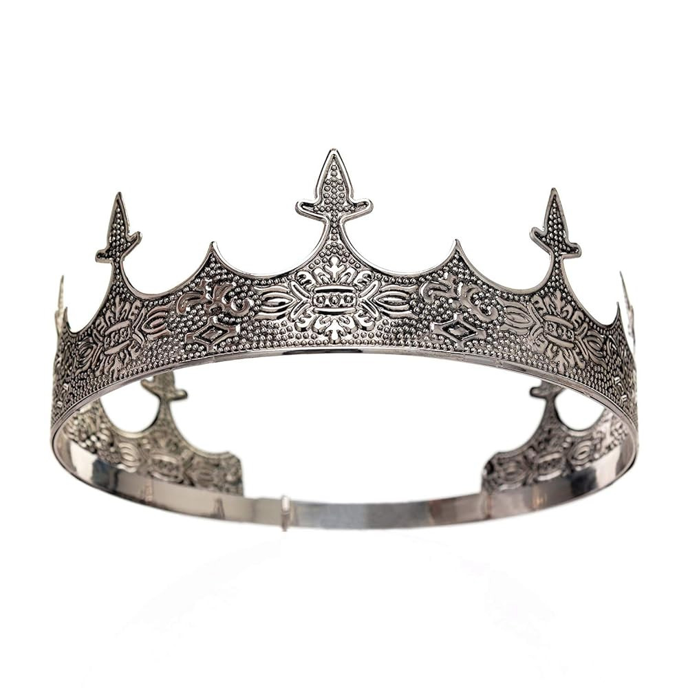 SWEETV King Crown for Men, Crowns for Male, Silver Men's Headband Prince, Medieval Costume for Co... | Amazon (US)