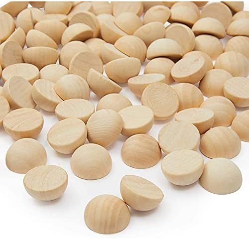 Juvale 100 Pack Half Wooden Beads, Split Wood Sphere Balls for Crafts, Gnome Noses, Christmas, DI... | Amazon (US)