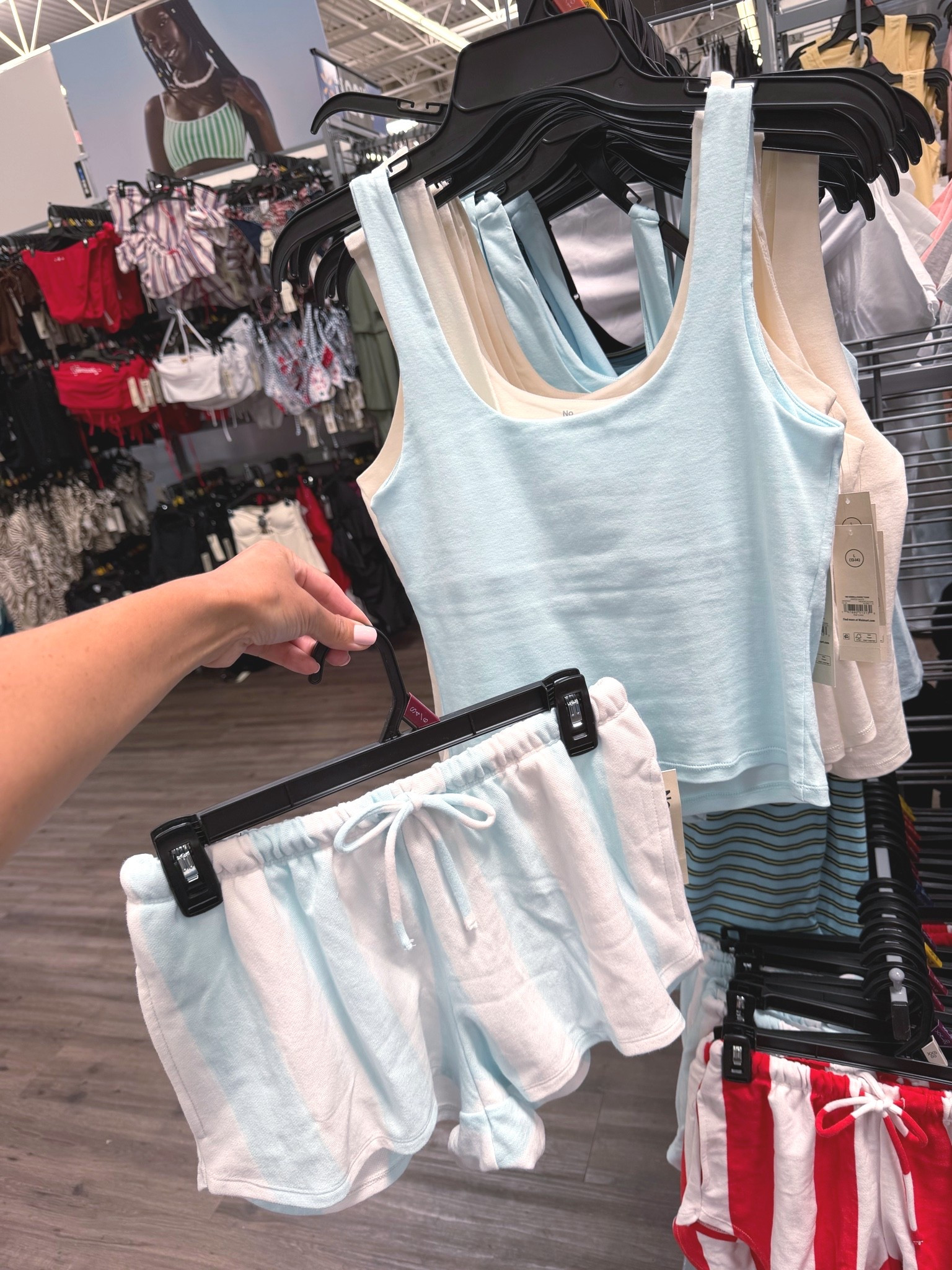 Walmart Fashion No Boundaries light blue sleeveless Tank and pull on Terry striped Shorts #walmart #walmartfashion #walmartstyle #summeroutfit #traveloutfit

#LTKdayinmylife #LTKTravel #LTKHome