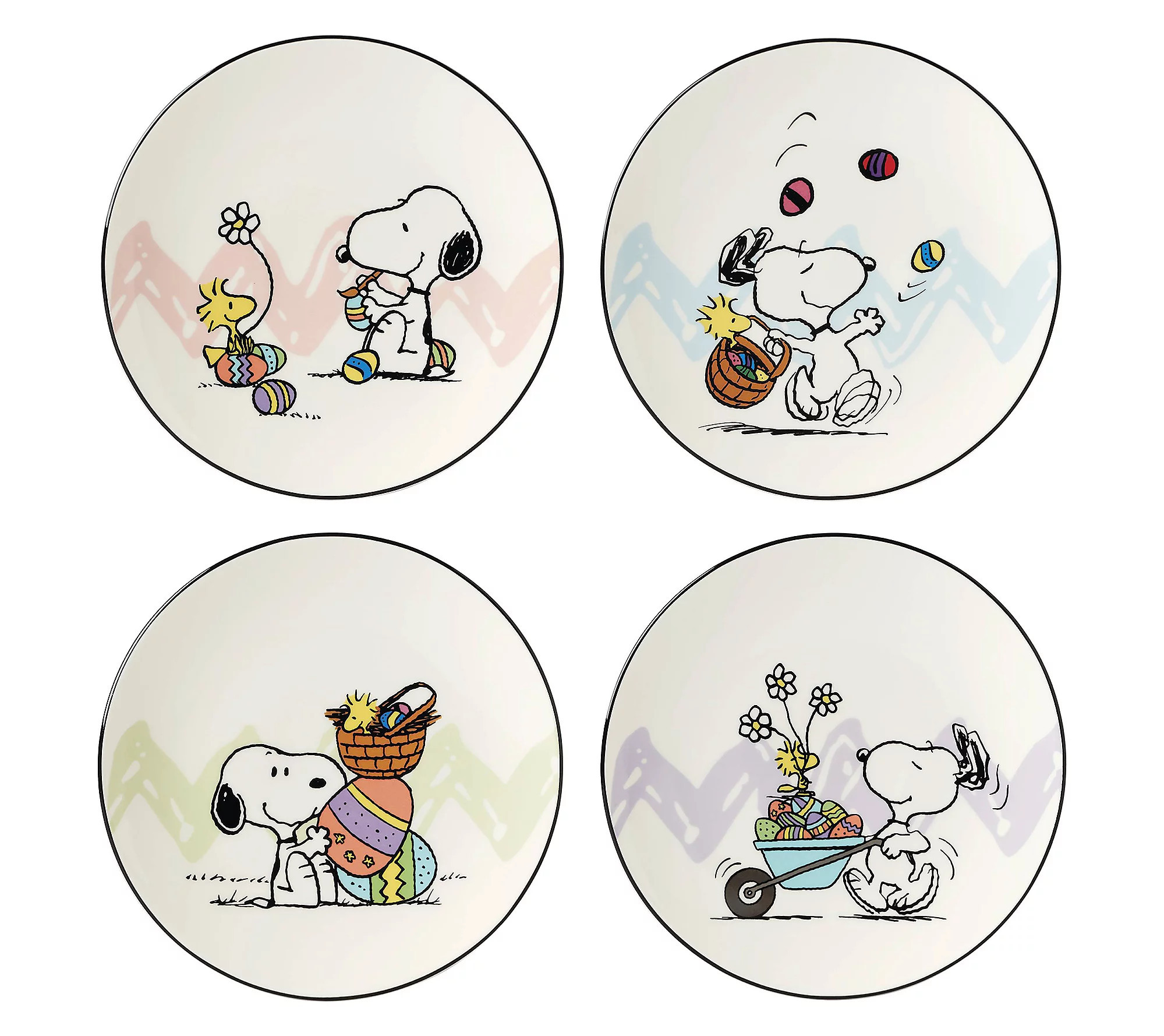 Lenox Peanuts Easter Snoopy 4-Piece Accent Plat es Set | QVC