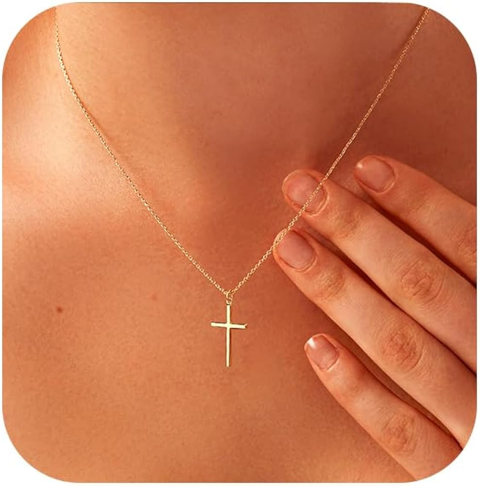 Luxval Cross Necklace for Women -Dainty 14K Gold Plated Cross Necklace Layered Gold Cross Necklac... | Amazon (US)