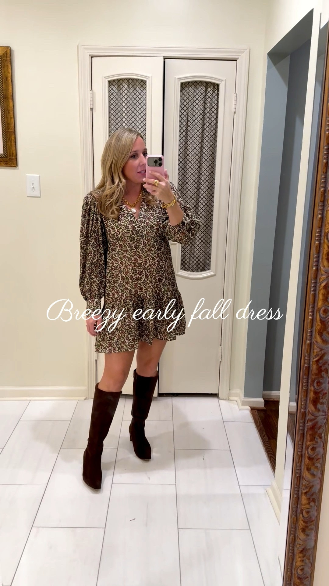 Love this breezy dress for early fall in Alabama! It’s sweltering hot here so I love that the fabric is lightweight but the look is perfect for the season!

Wearing a Medium. True to size. 5’3 and petite, wearing regular length.

#LTKPetite