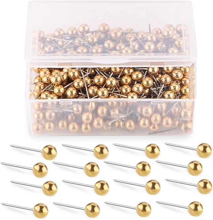 Yalis Push Pins Map Tacks 1/8-Inch Retro Metallic Color Beads Head Marking Push Pins, 200-count (... | Amazon (US)