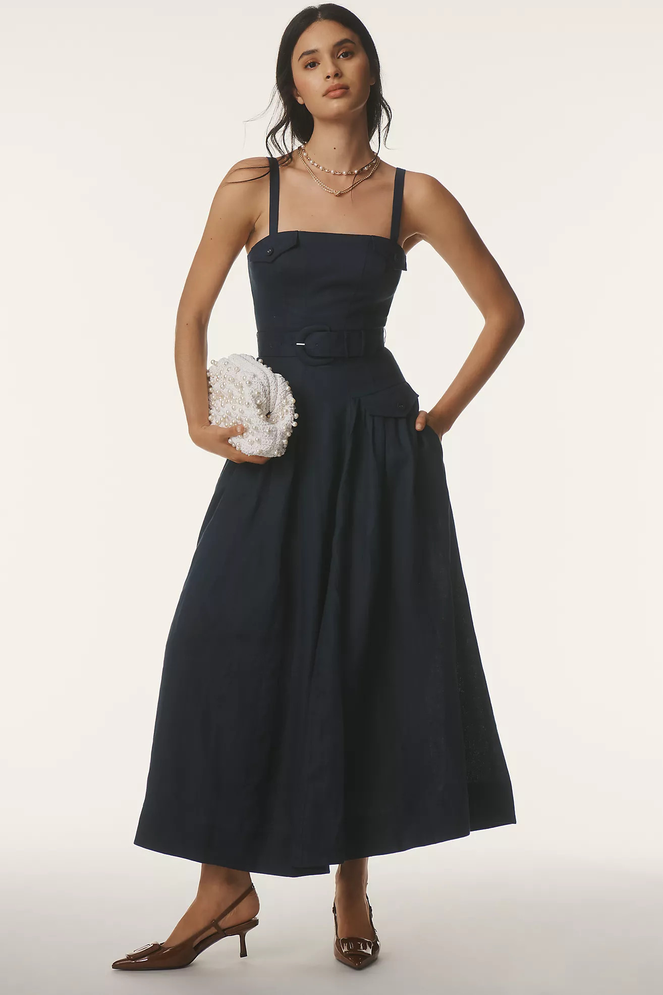 Nicholas the Label Shelby Square-Neck Belted Utility Midi Dress | Anthropologie (US)